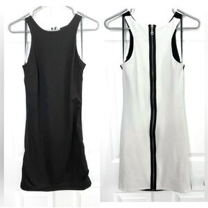 Black and White Racerback Bodycon Dress in Thick Stretchy Fabric